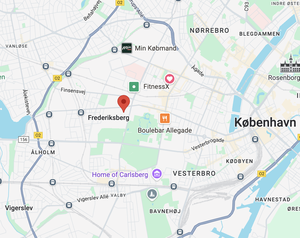 Kort over City Regnskab & Revision lokation på Dronningensvej 14B, st.th, 2000 Frederiksberg